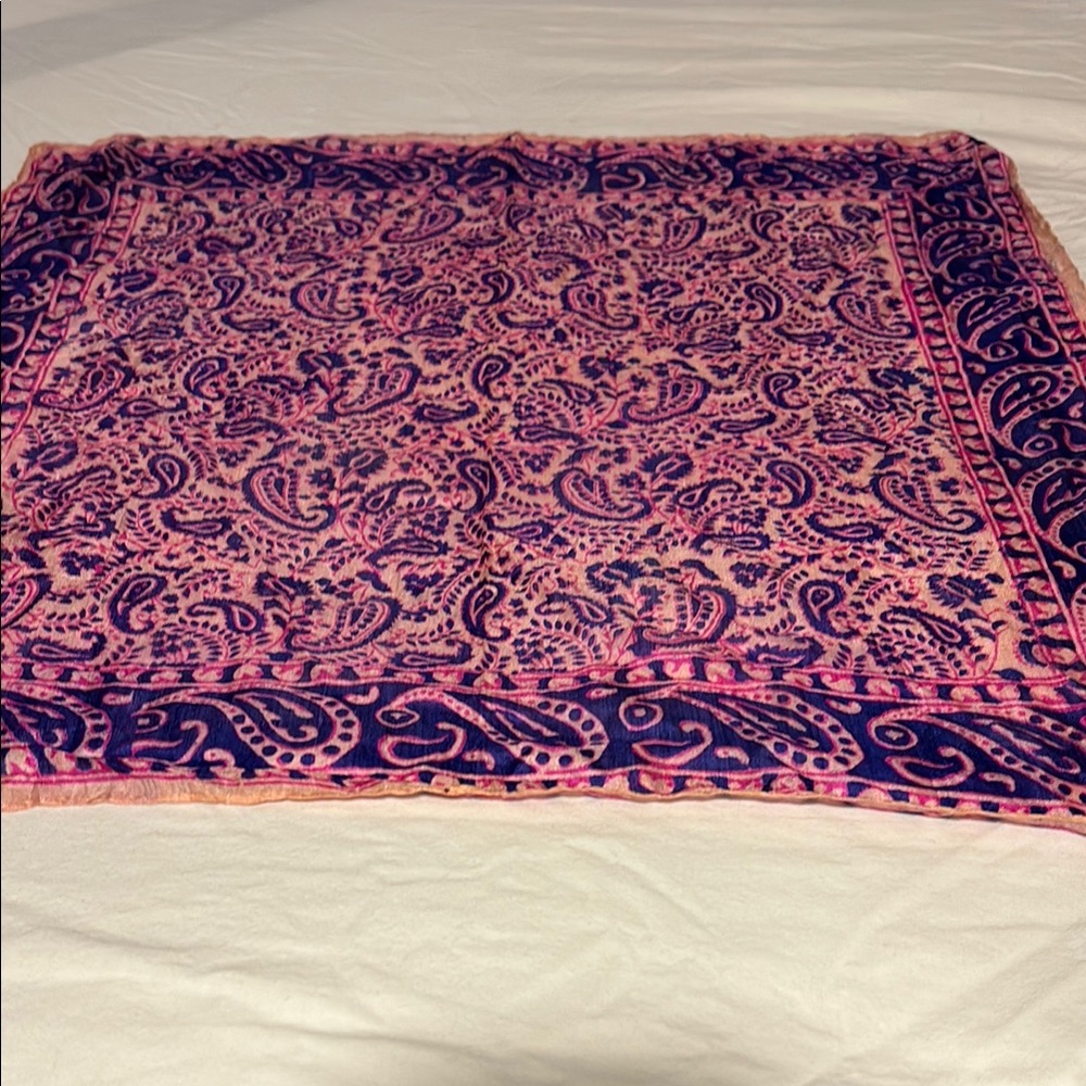 Elegant Pink and Blue Paisley Scarf